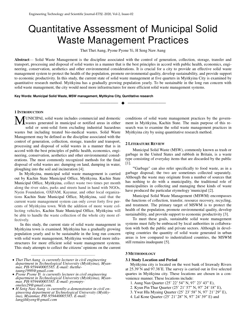 research questions on solid waste management