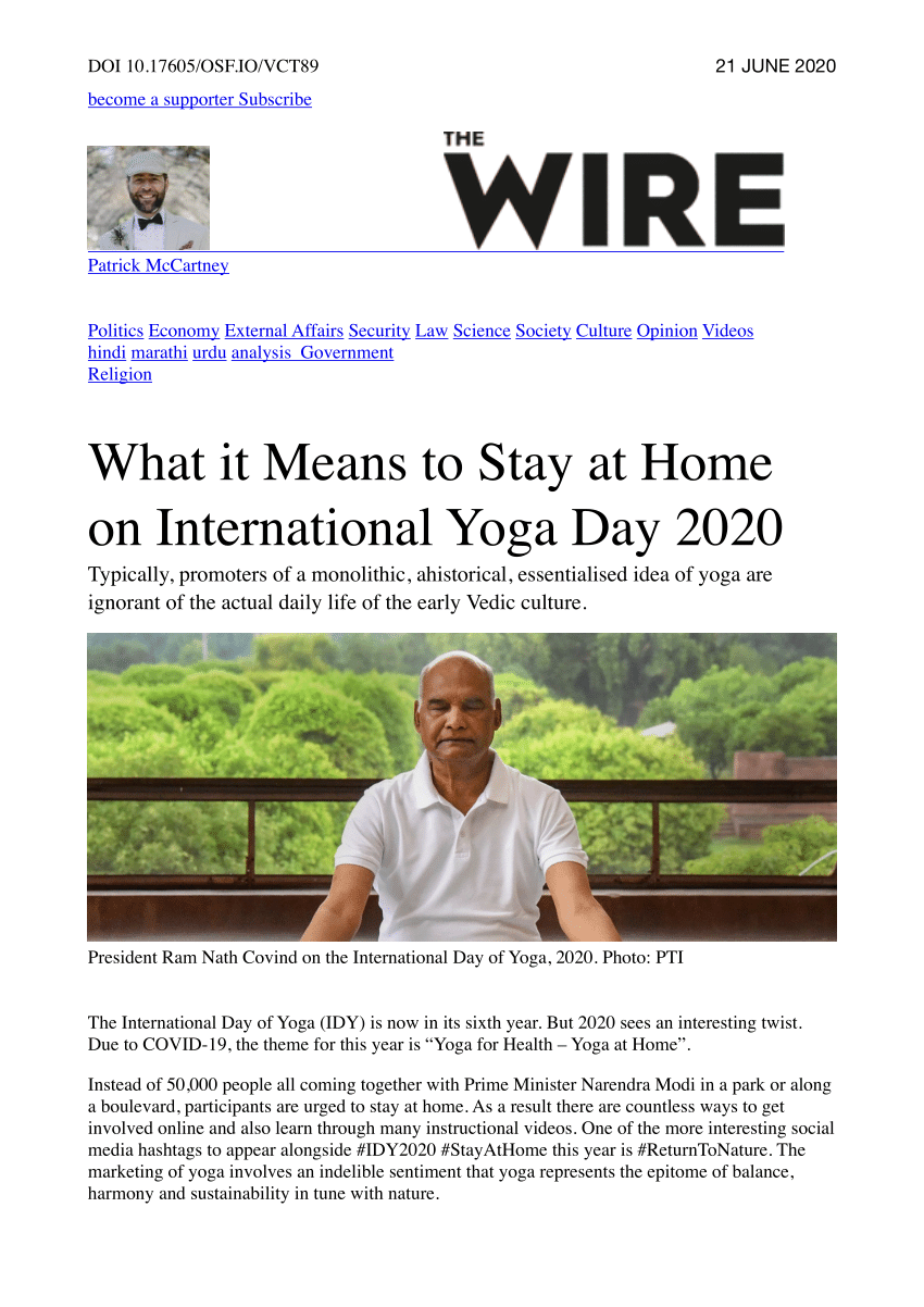 International Yoga Day 2020: 'Yoga from Home, Yoga with Family' – Siddha  Development Research and Consultancy (SDRC) – Enabling Social Change