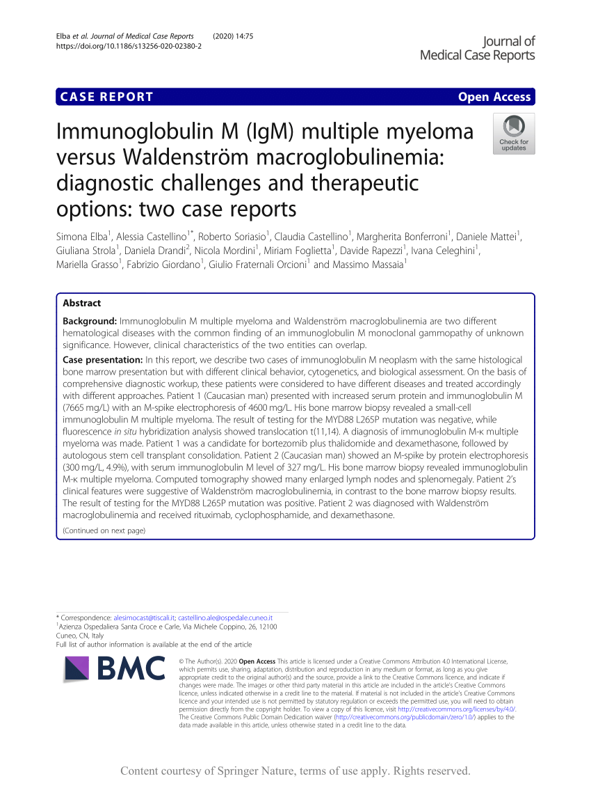 wolf Razernij Torrent PDF) Immunoglobulin M (IgM) multiple myeloma versus Waldenström  macroglobulinemia: diagnostic challenges and therapeutic options: two case  reports