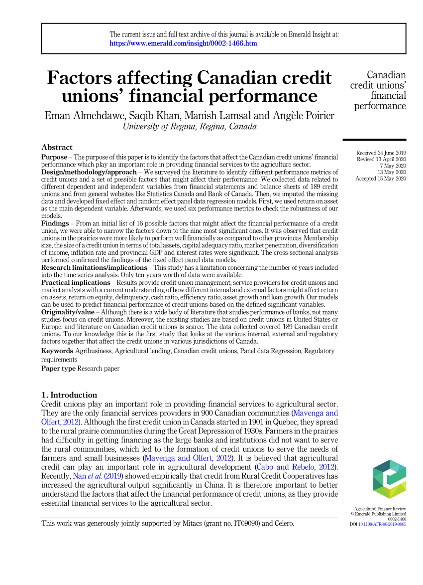 research paper on credit unions