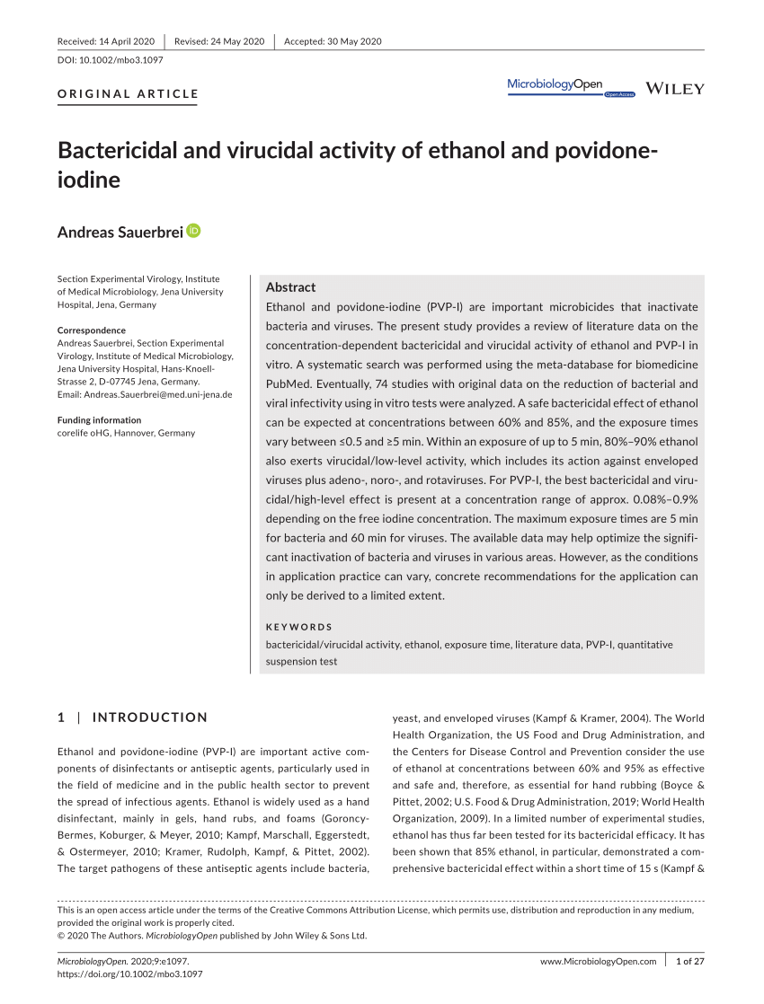 PDF) Bactericidal and virucidal activity of ethanol and povidone-iodine