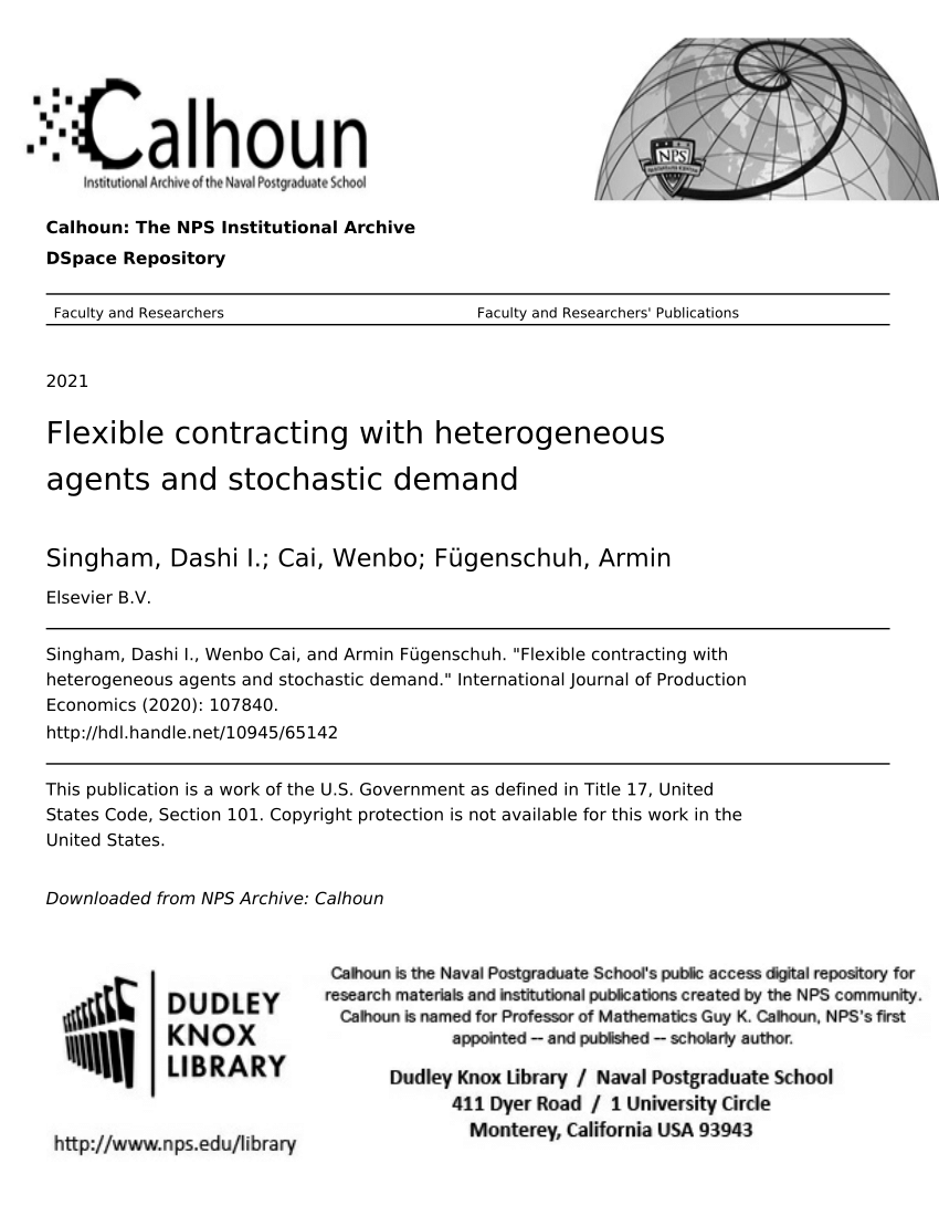 Pdf Flexible Contracting With Heterogeneous Agents And Stochastic Demand
