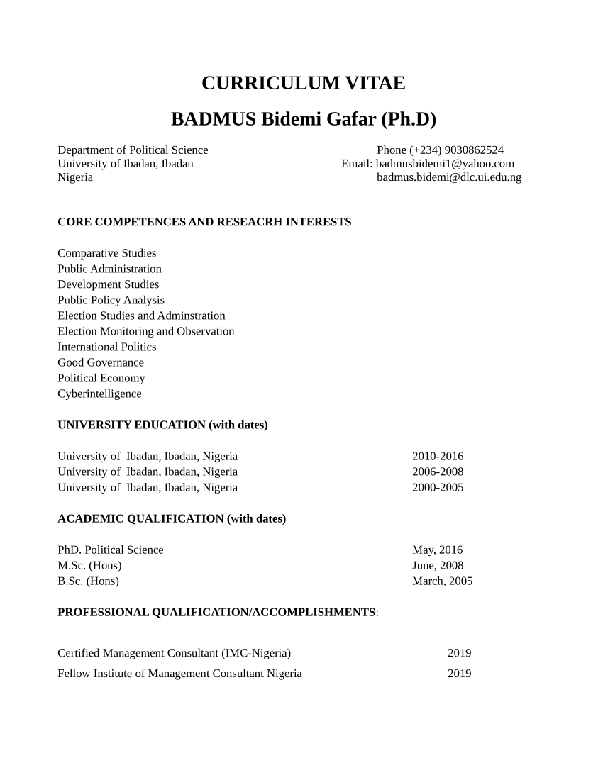 (PDF) CURRICULUM VITAE