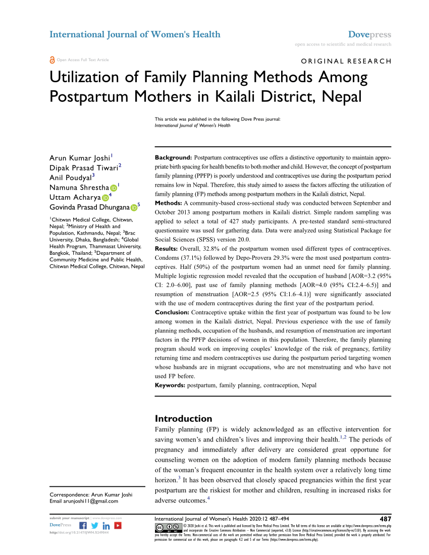 literature review on utilization of family planning