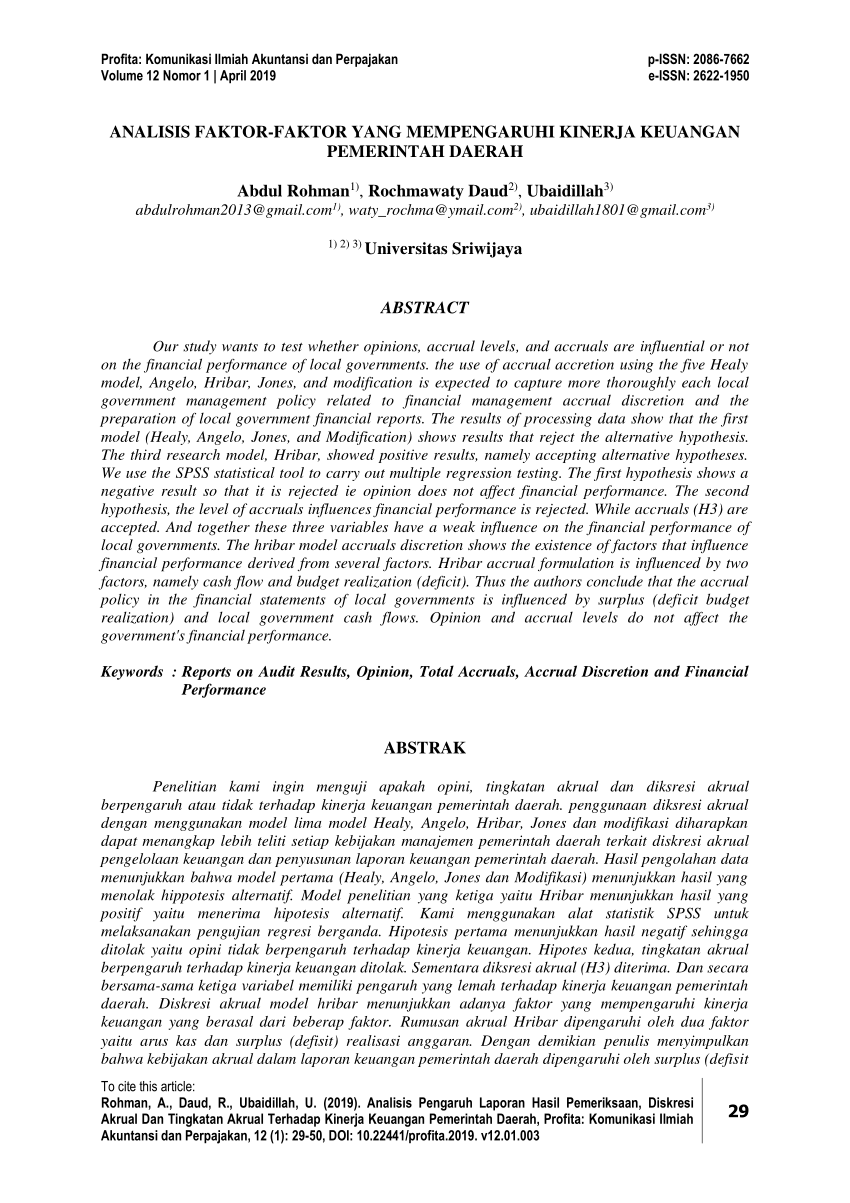 (PDF) ANALISIS FAKTORFAKTOR YANG MEMPENGARUHI KINERJA KEUANGAN