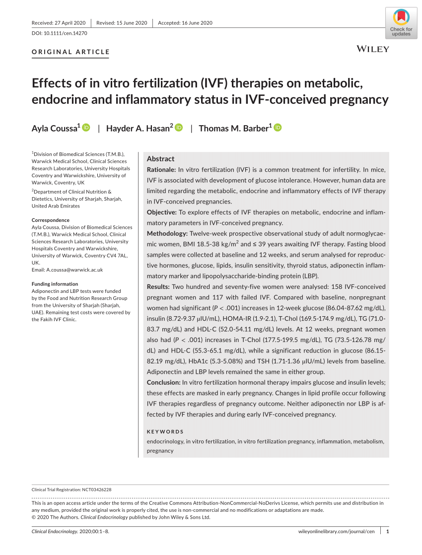 Pdf Effects Of Ivf Therapies On Metabolic Endocrine And Inflammatory Status In Ivf‐conceived 7129