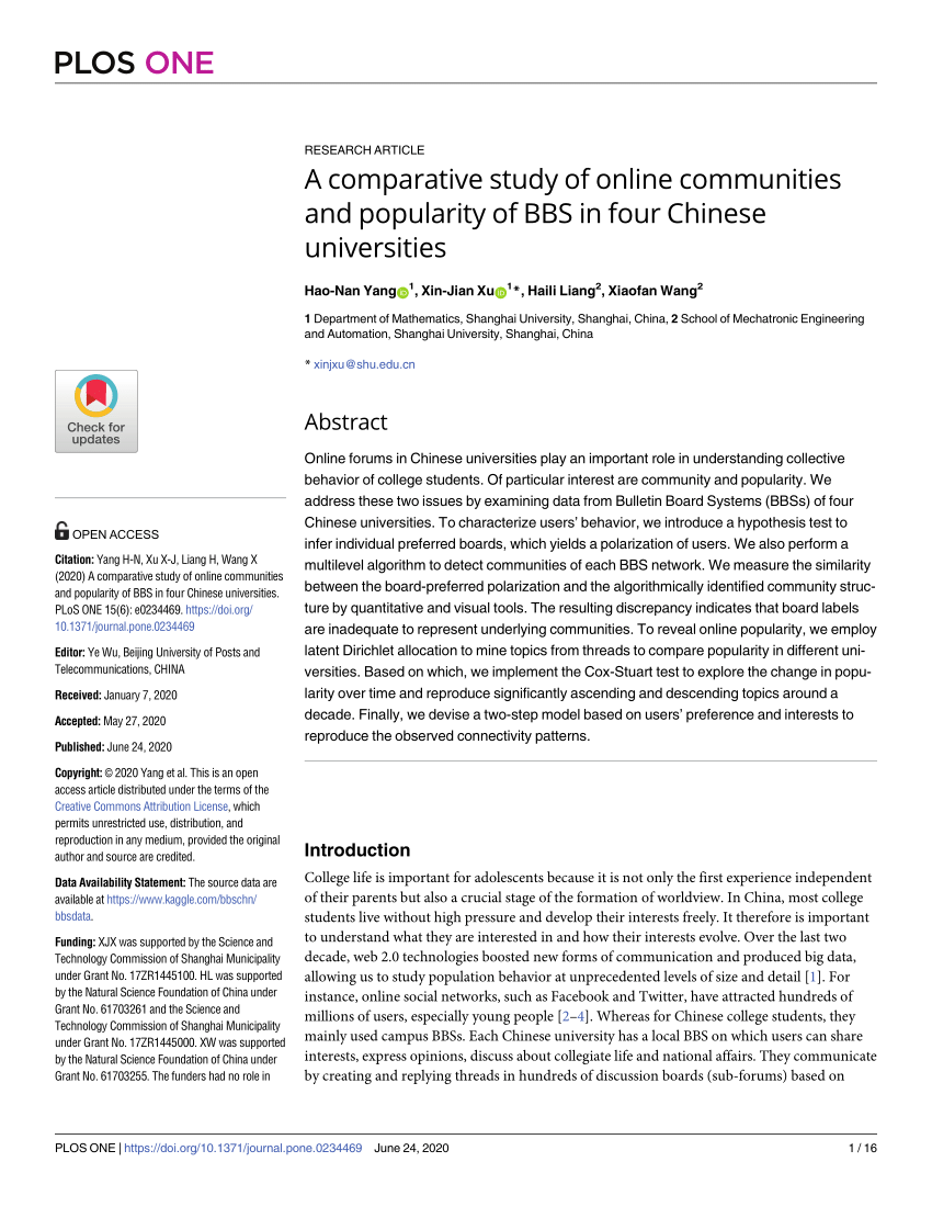 Pdf A Comparative Study Of Online Communities And Popularity Of s In Four Chinese Universities