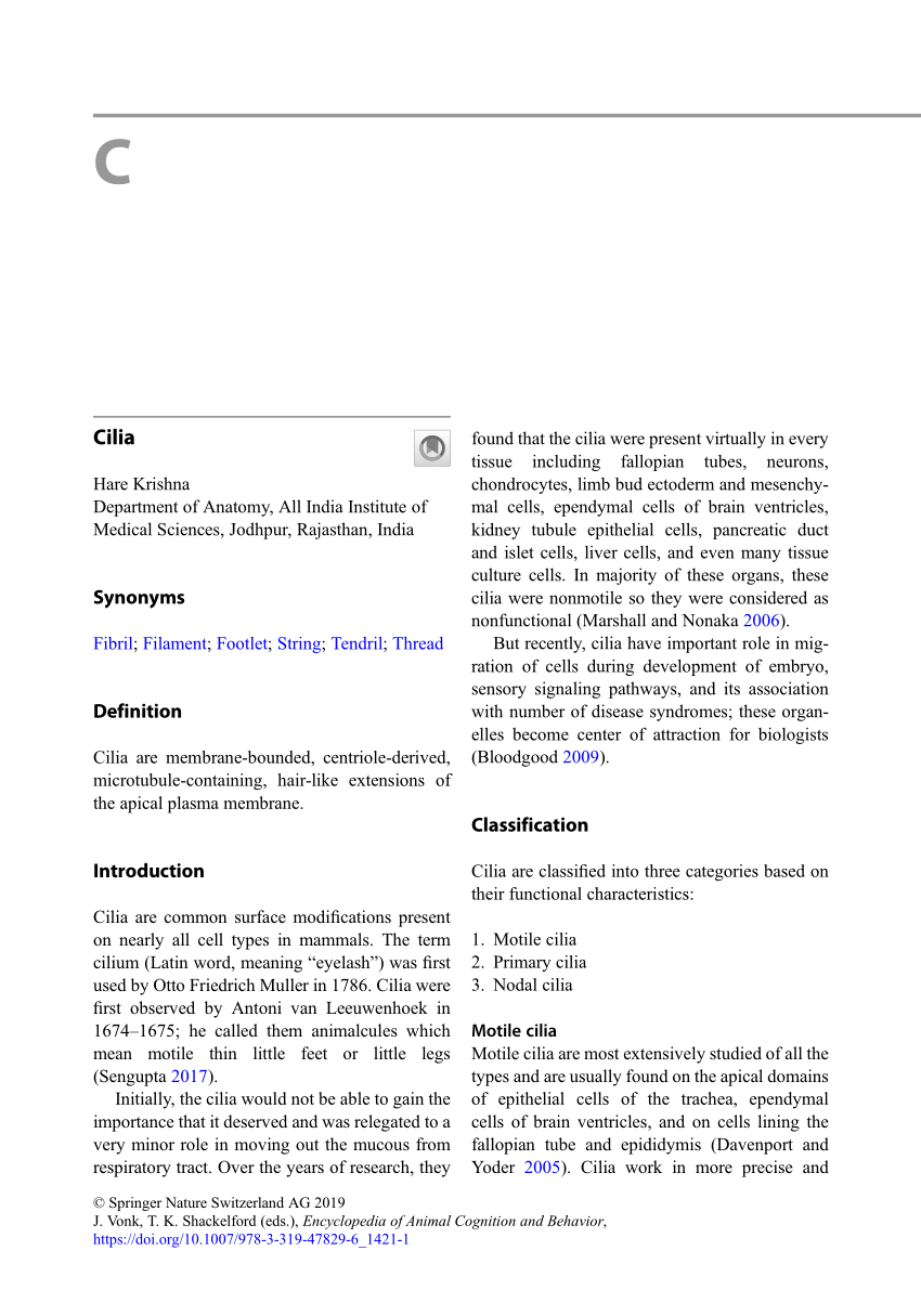 (PDF) Cilia