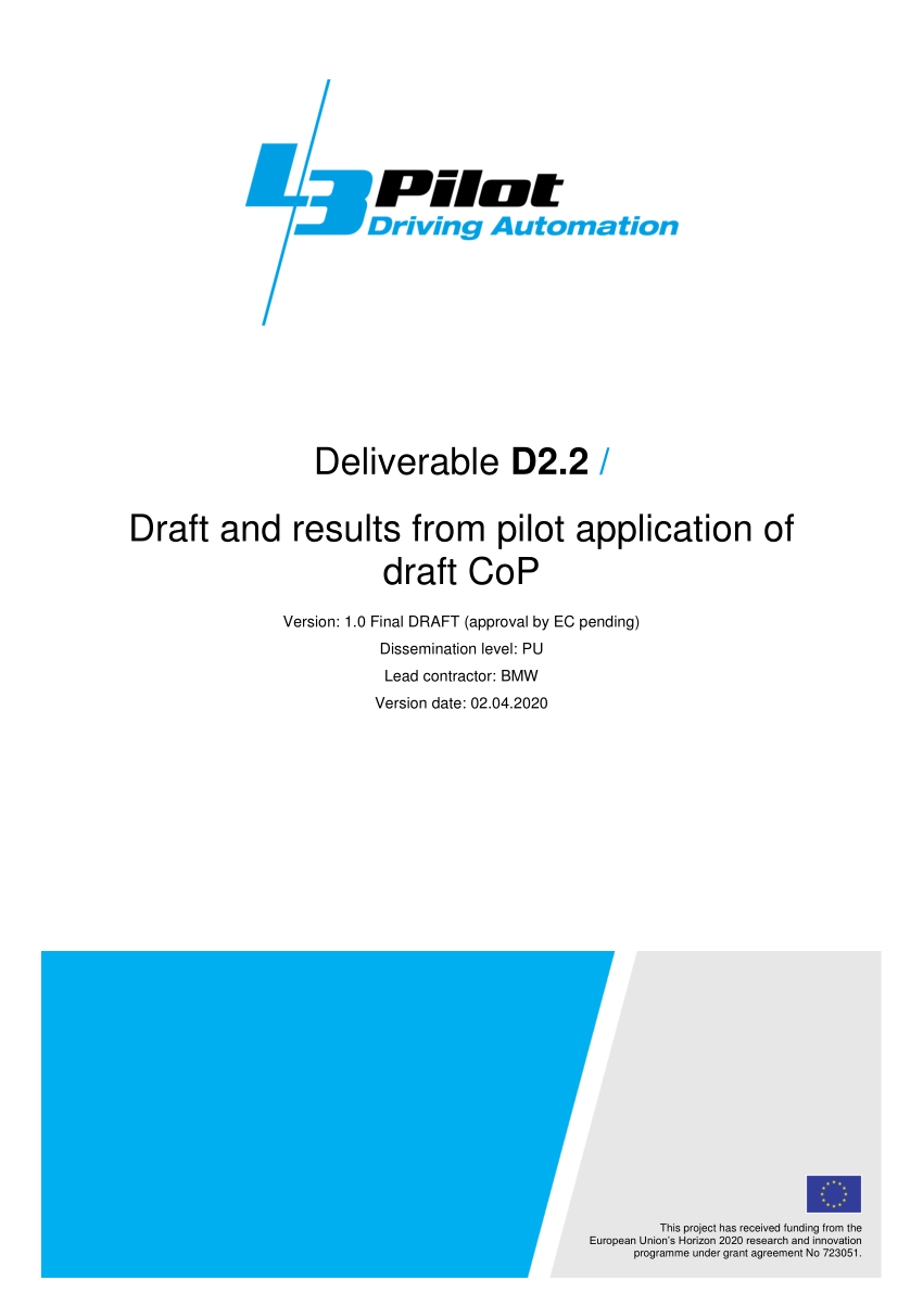 PDF) L3Pilot - Draft Code-of-Practice for Automated Driving and ...