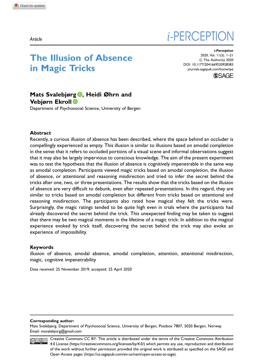 PDF) The Illusion of Absence in Magic Tricks