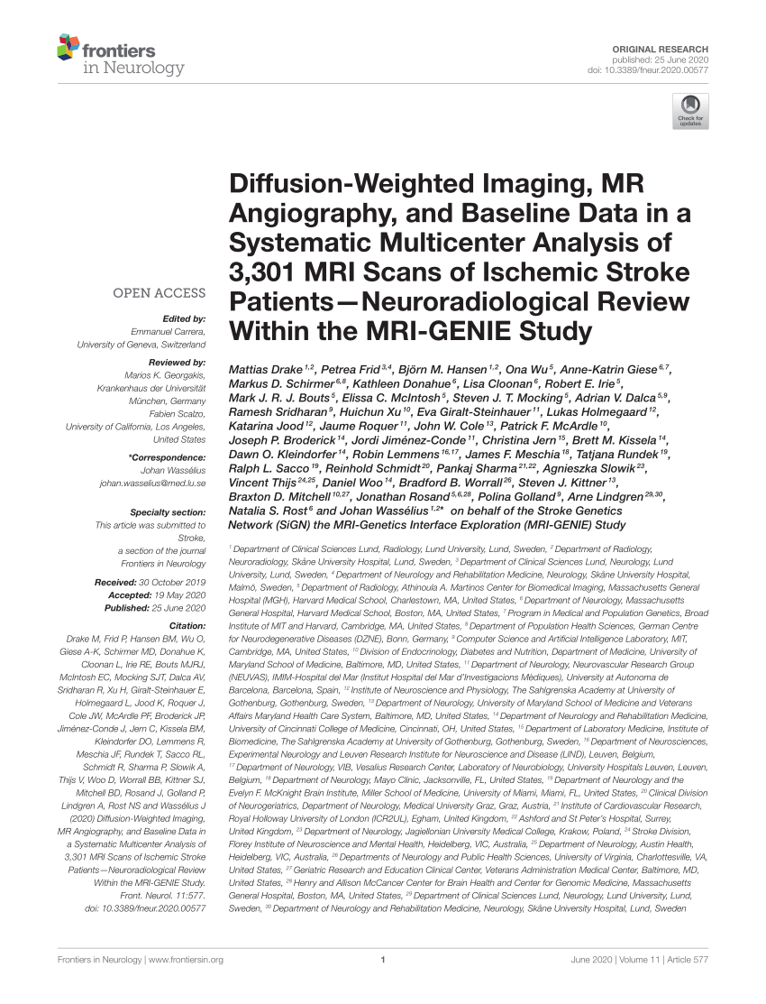 PDF) Diffusion-Weighted Imaging, MR Angiography, and Baseline Data ...