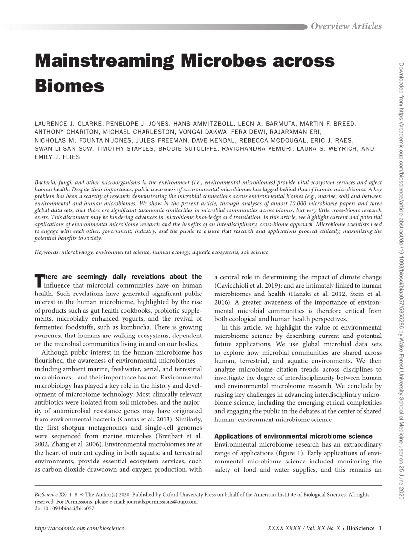 PDF Mainstreaming Microbes across Biomes