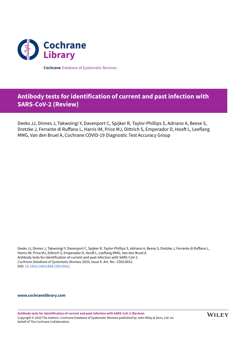Pdf Antibody Tests For Identification Of Current And Past Infection With Sars Cov 2