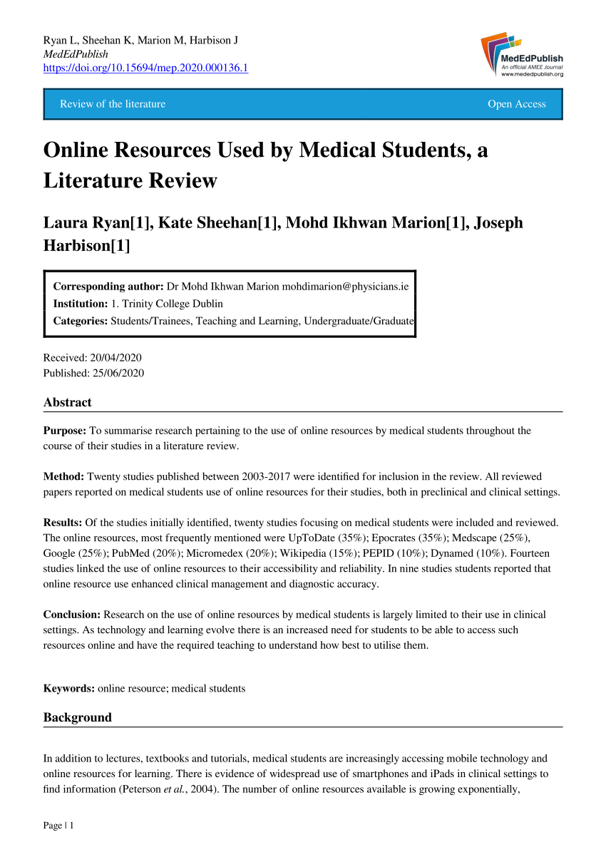 literature review for medical research