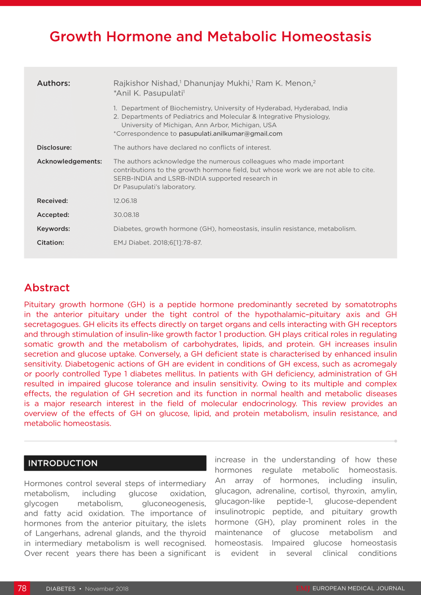 Pdf Growth Hormone And Metabolic Homeostasis