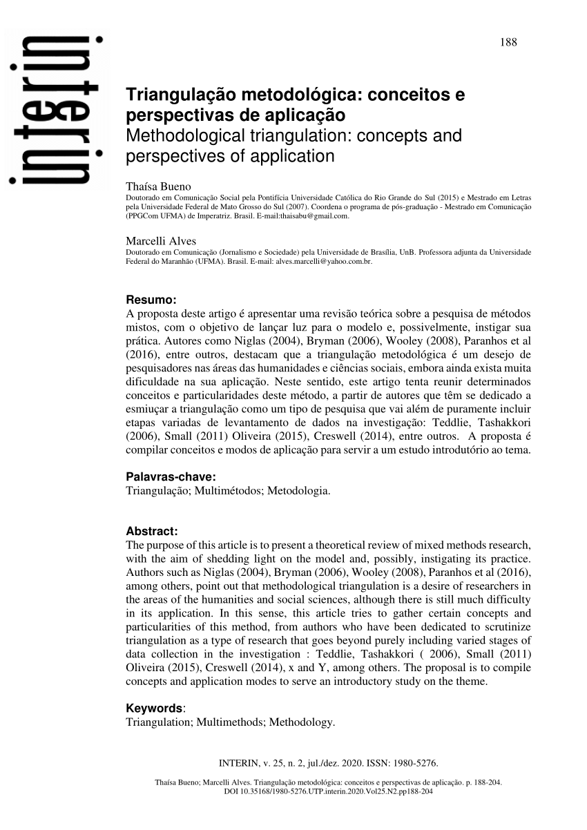 PDF) Triangulação metodológica e abordagem multimétodo na pesquisa  sociológica: vantagens e desafios