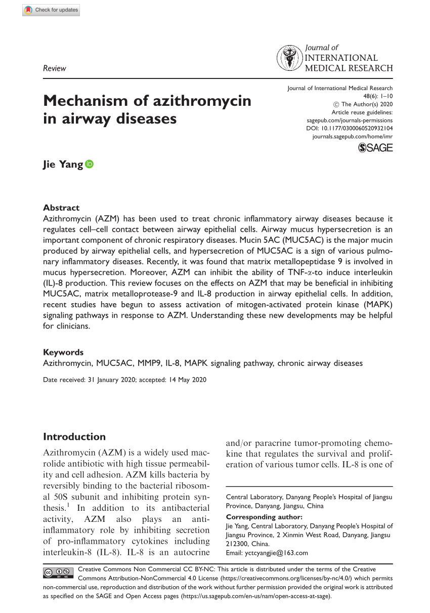 Pdf Mechanism Of Azithromycin In Airway Diseases