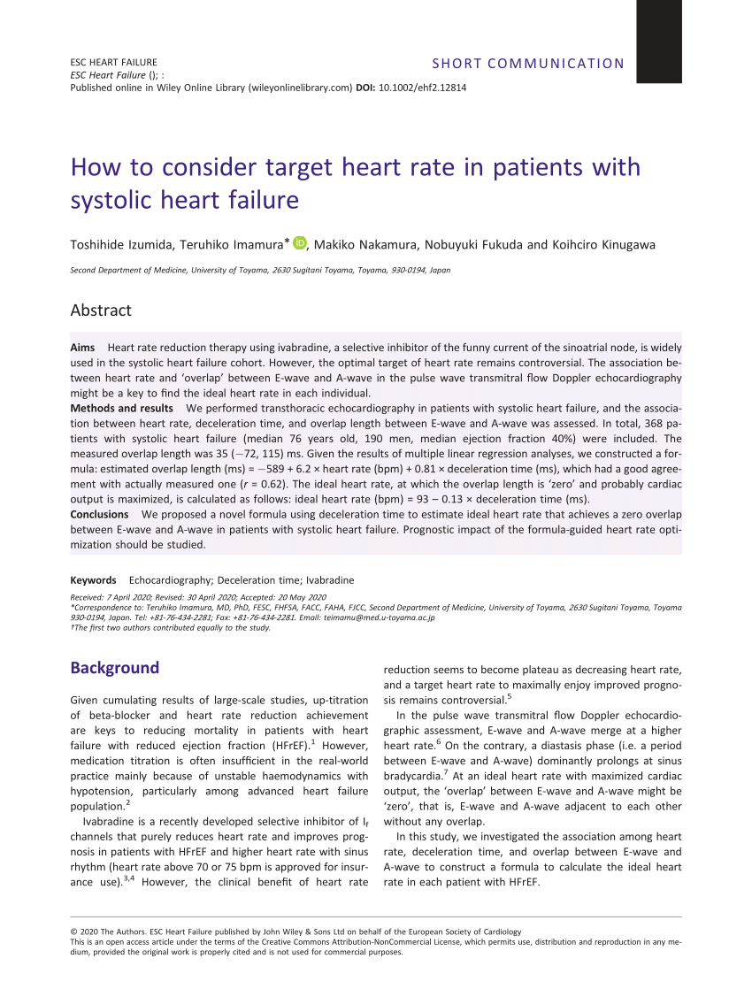 PDF) How to consider target heart rate in patients with systolic