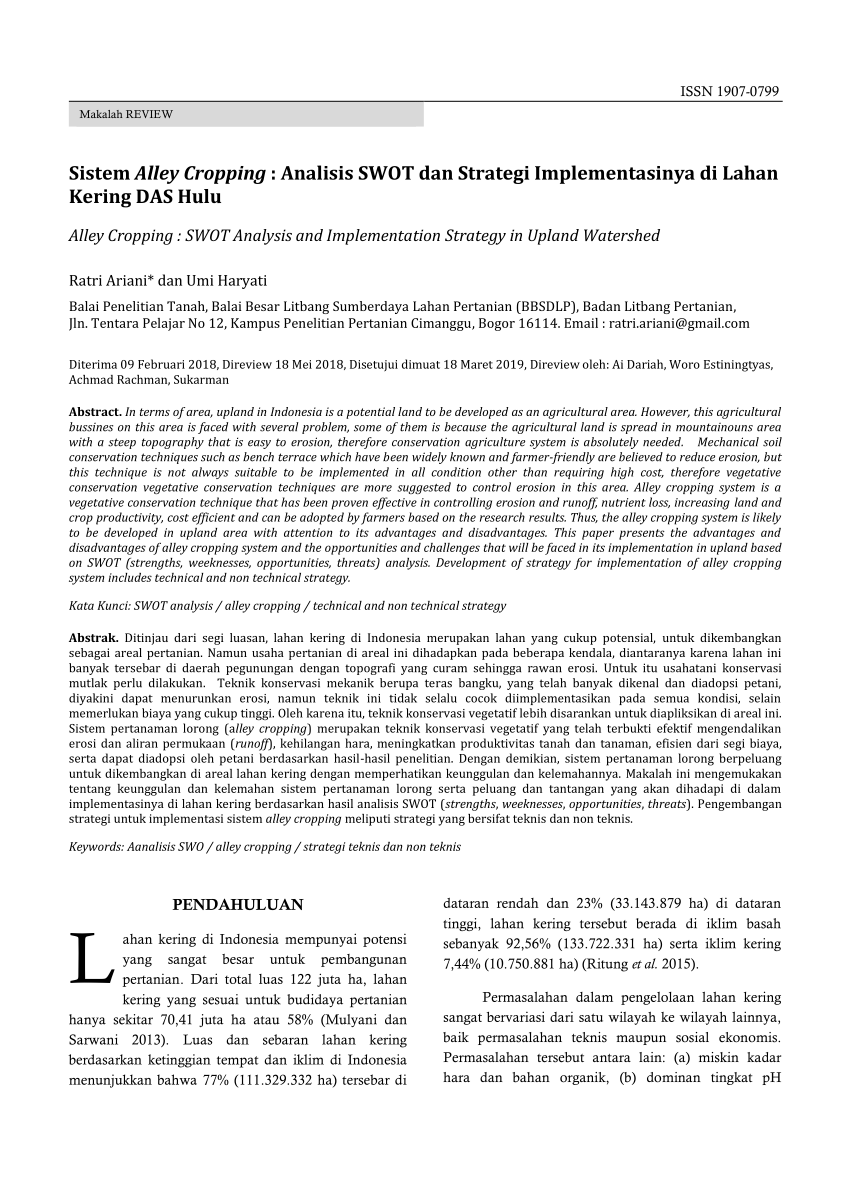  PDF  Sistem Alley Cropping Analisis SWOT dan Strategi 