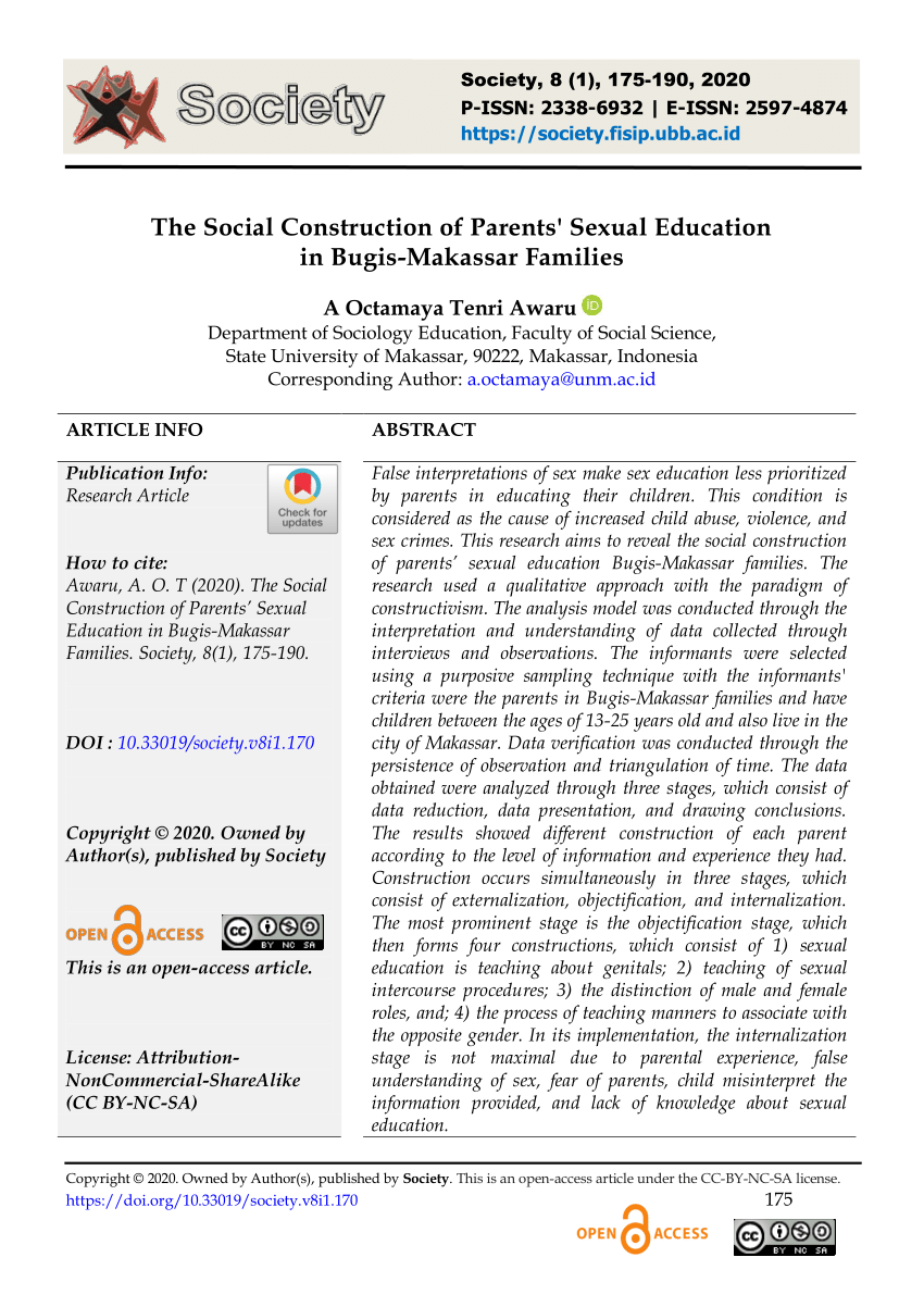 PDF) The Social Construction of Parents Sexual Education in Bugis-Makassar Families