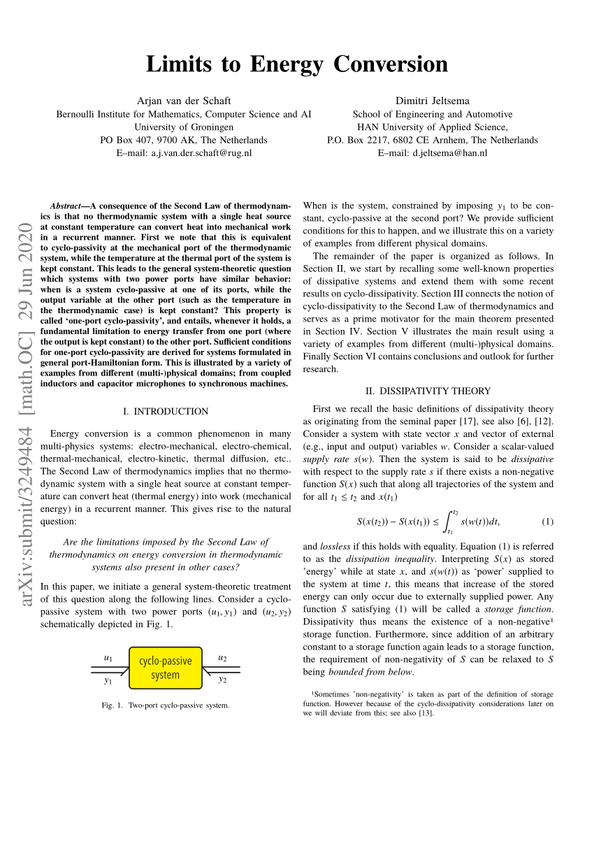 Pdf Limits To Energy Conversion