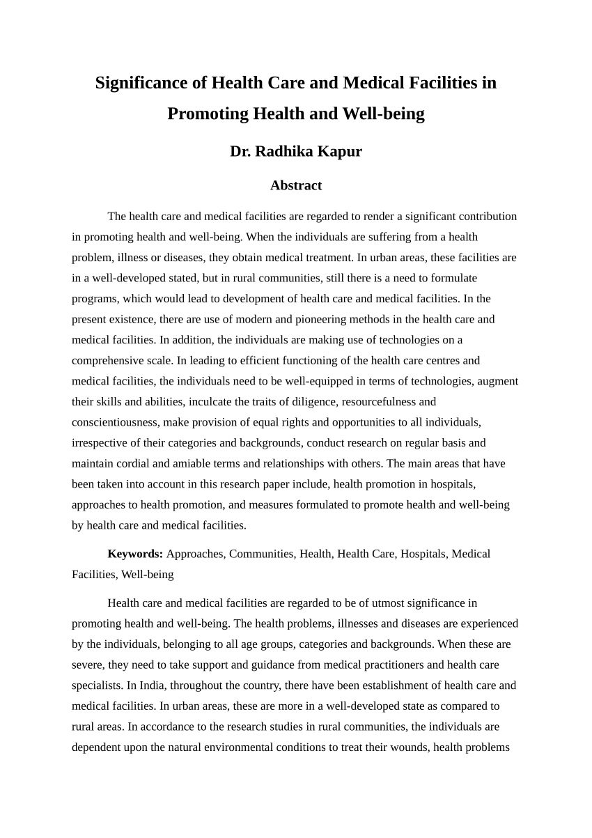 research paper on the importance of health