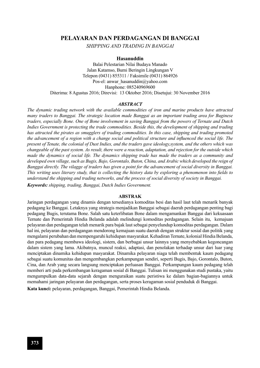 Pdf Pelayaran Dan Perdagangan Di Banggai