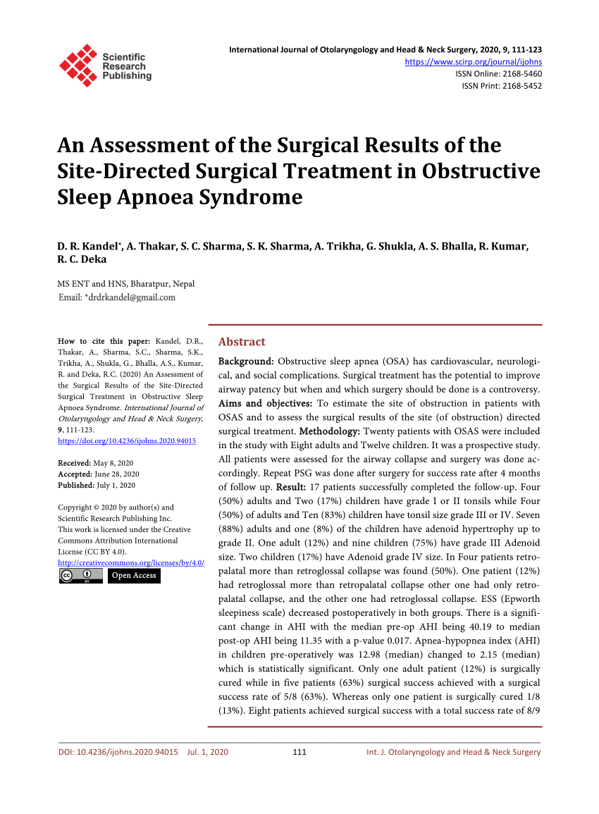 Pdf An Assessment Of The Surgical Results Of The Site Directed Surgical Treatment In 