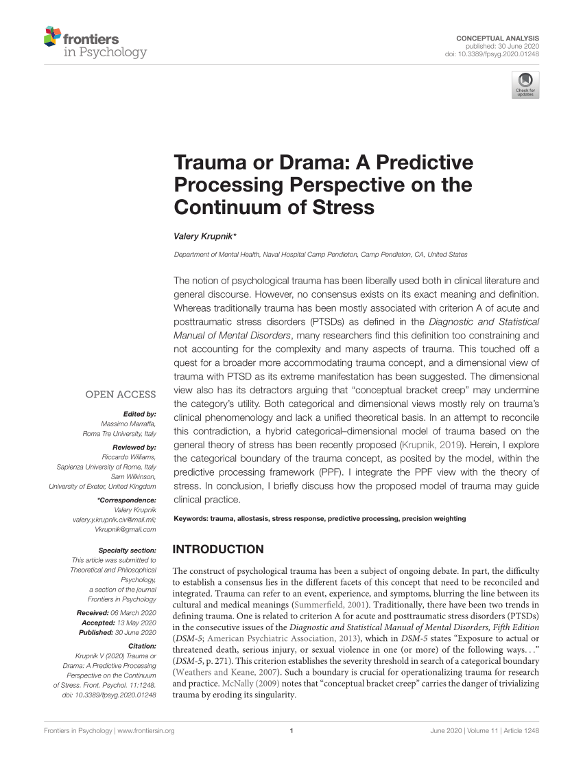 PDF) Trauma or Drama: A Predictive Processing Perspective on the ...