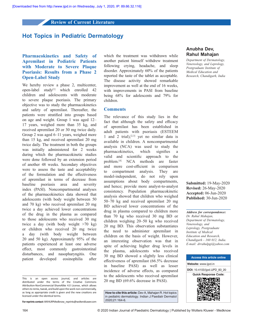 (PDF) Hot topics in pediatric dermatology