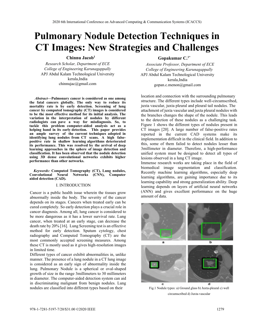 Pdf Pulmonary Nodule Detection Techniques In Ct Images New Strategies And Challenges