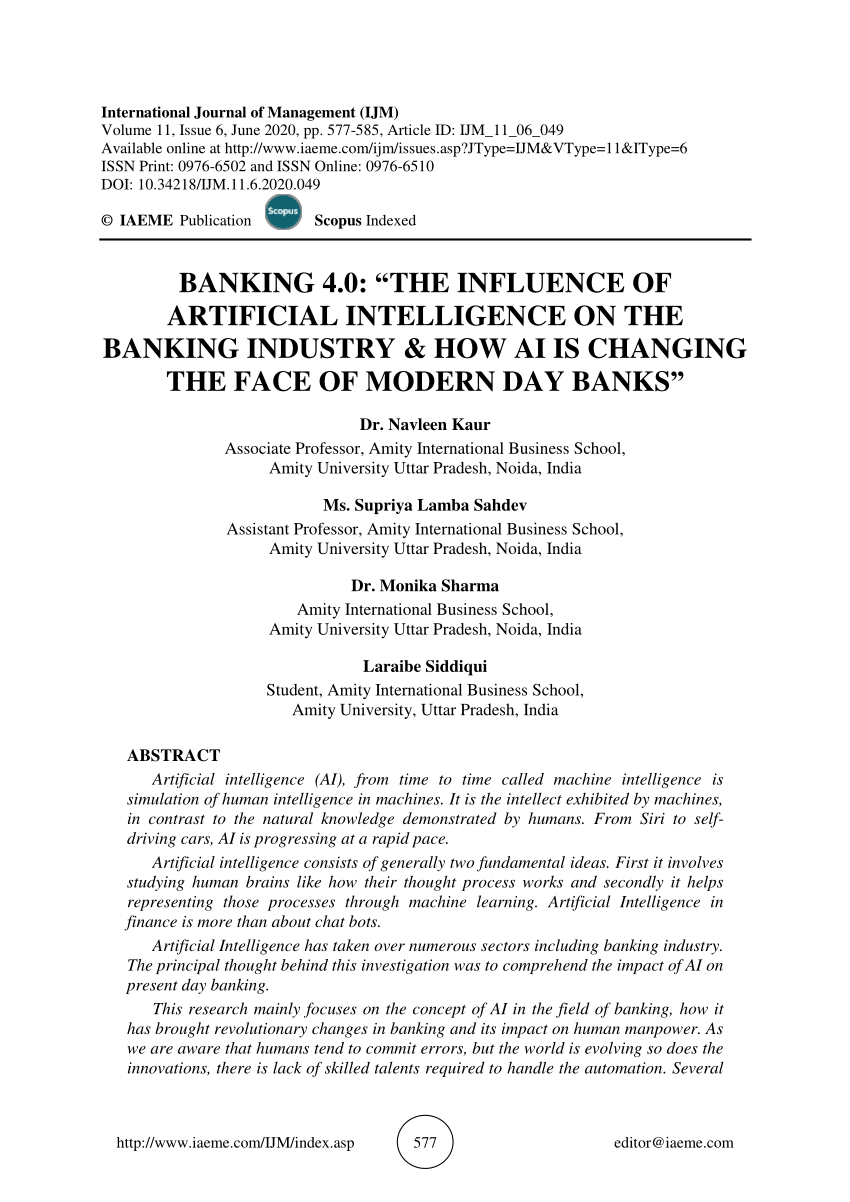 artificial intelligence in banking research paper