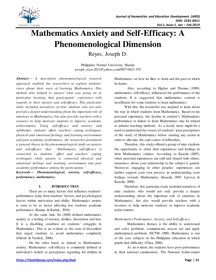 thesis on mathematics anxiety