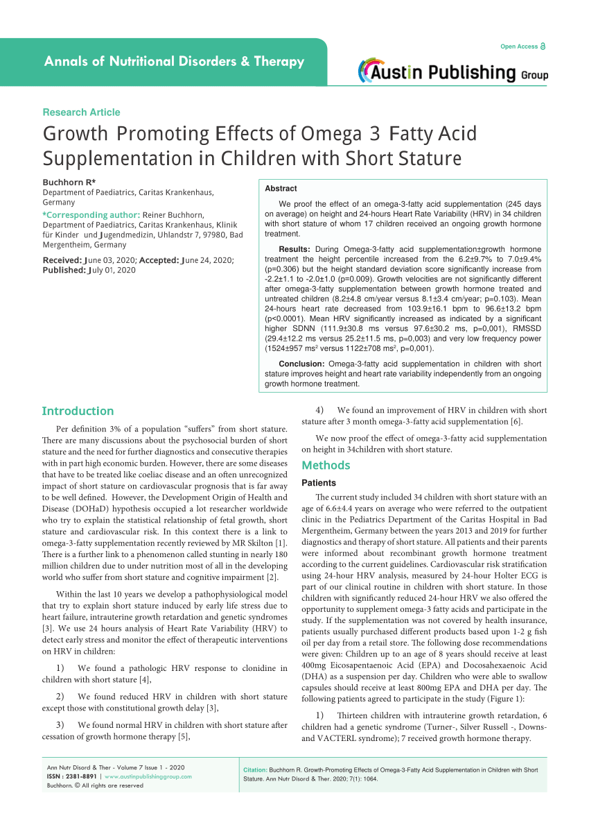 PDF Growth Promoting Effects of Omega 3 Fatty Acid