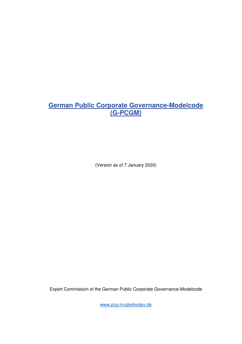 (PDF) German Public Corporate Governance-Modelcode (G-PCGM) version as ...