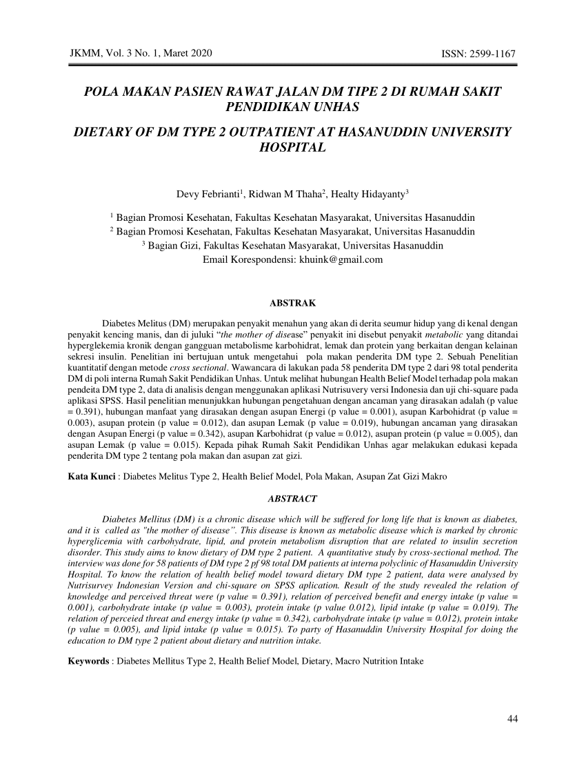 (PDF) POLA MAKAN PASIEN RAWAT JALAN DM TIPE 2 DI RUMAH SAKIT PENDIDIKAN