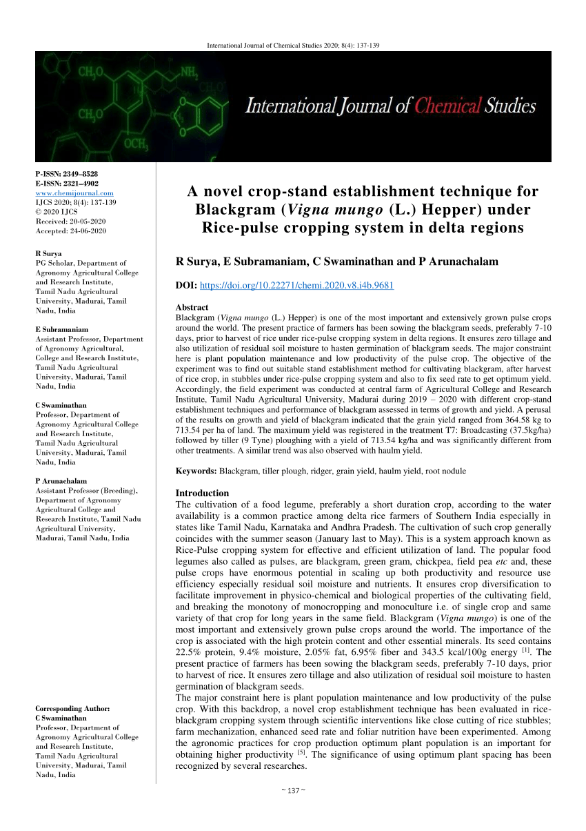 PDF) A novel crop-stand establishment technique for Blackgram ...
