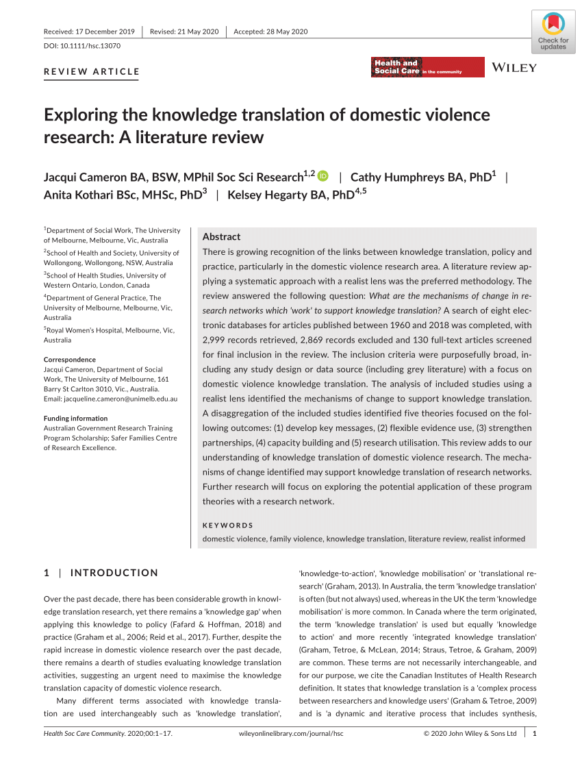 literature review for domestic violence