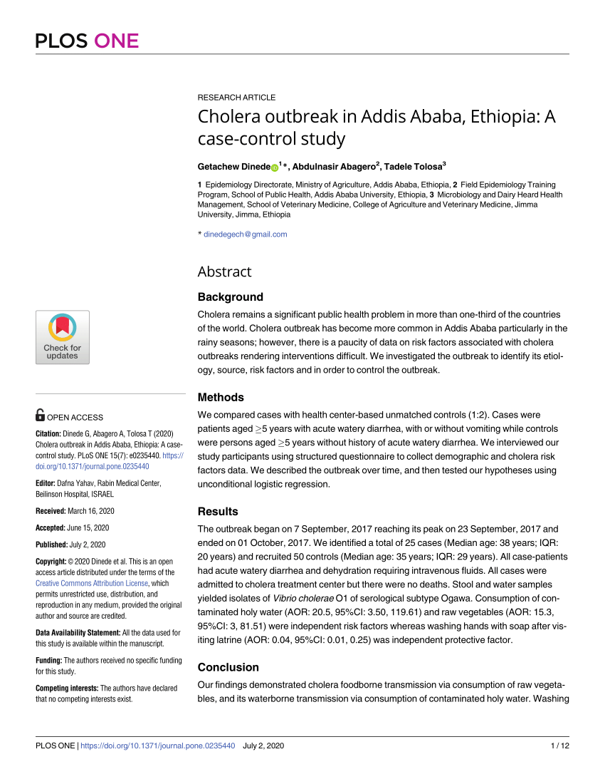 cholera case study pdf