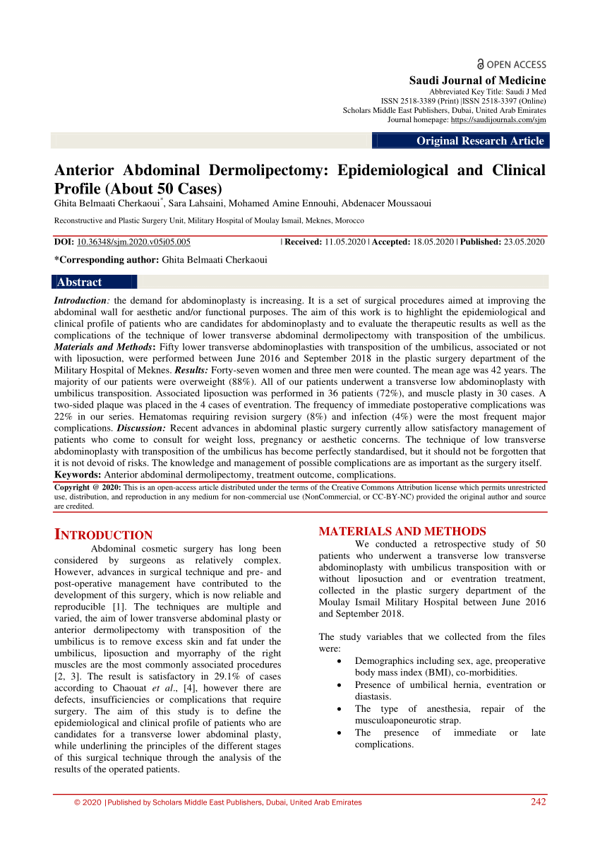 PDF) Dermolipectomy of the Anterior Abdominal Wall a Patient