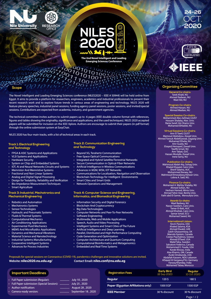(PDF) IEEENILES2020 International Conference 2426 Oct. Egypt
