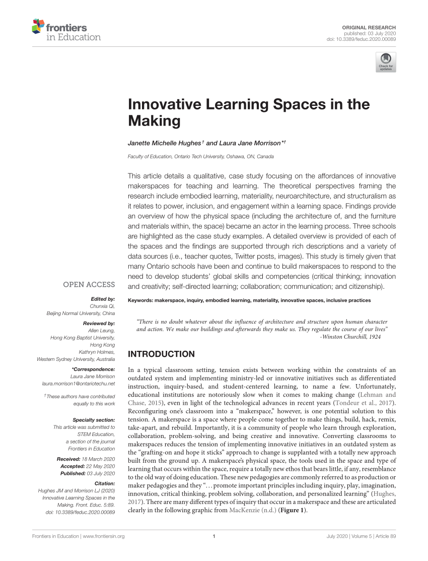 PDF) Innovative Learning Spaces in the Making