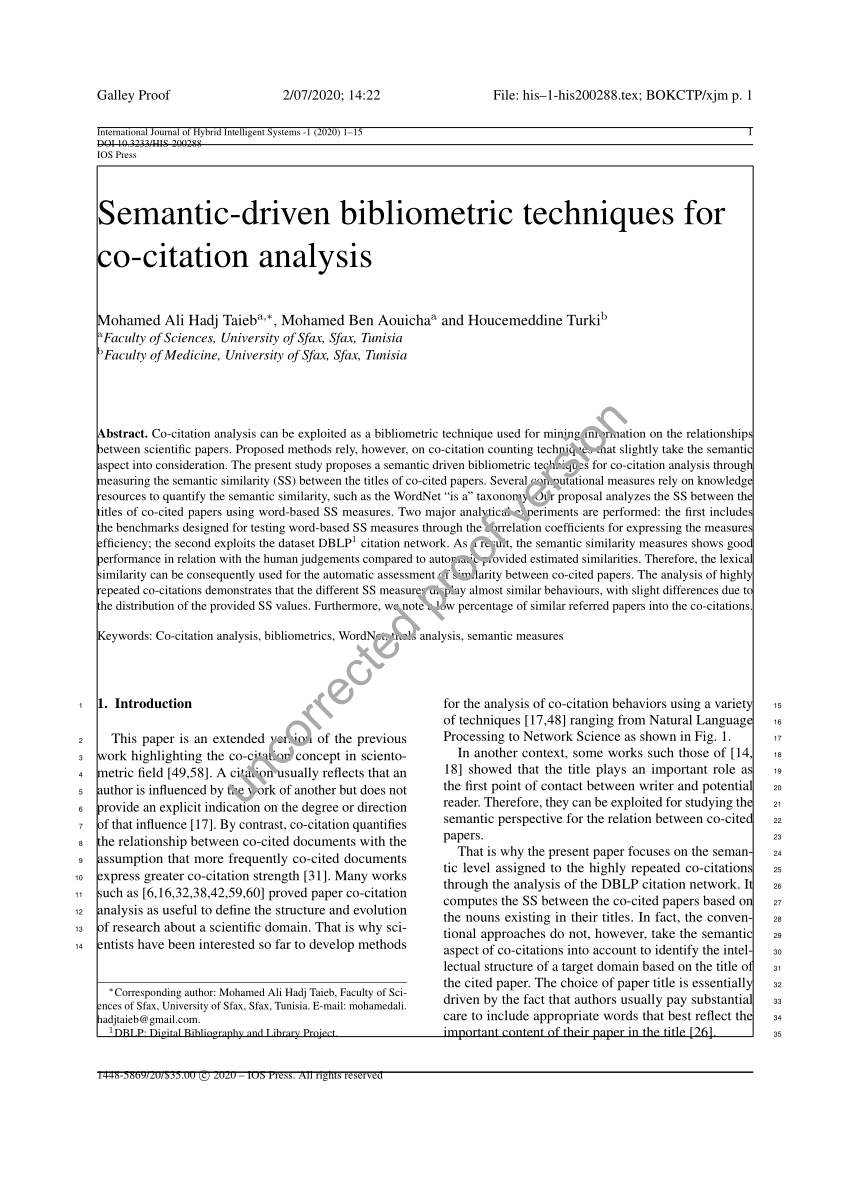 Pdf Semantic Driven Bibliometric Techniques For Co Citation Analysis