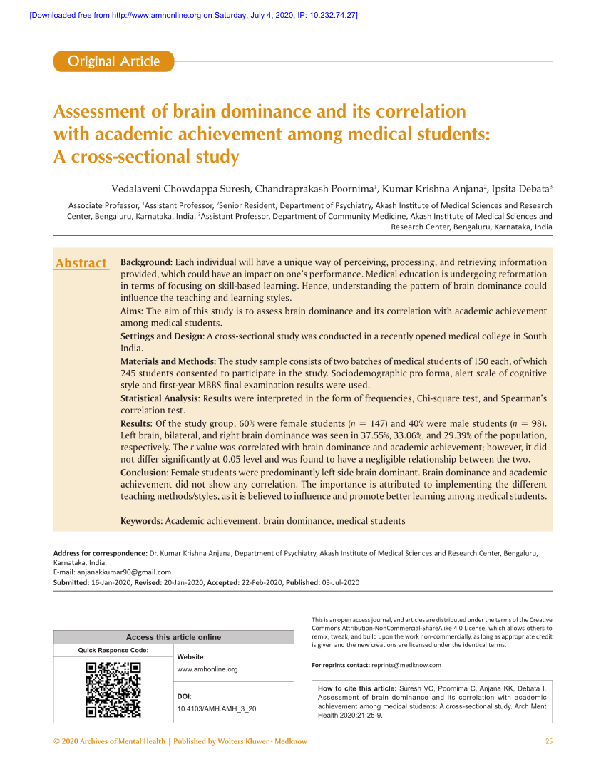 brain dominance research paper