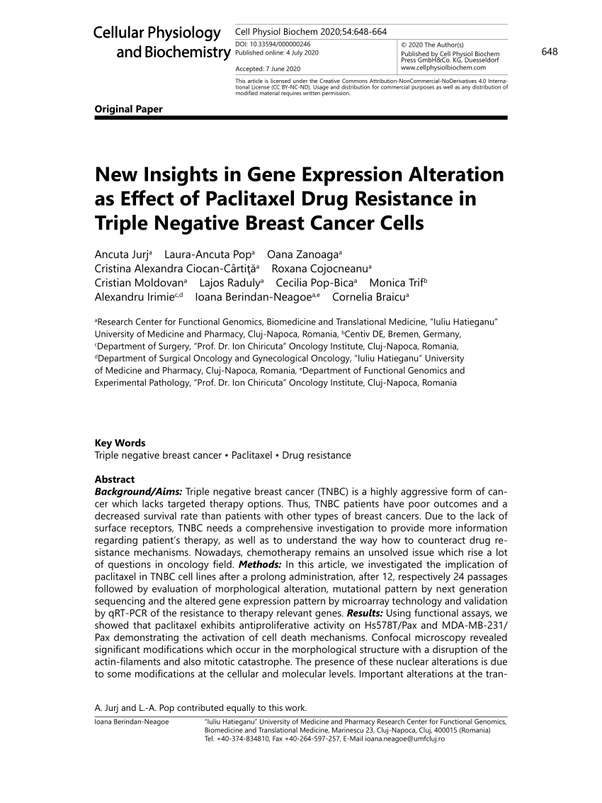 PDF) New in Gene Alteration as Effect of Paclitaxel Drug Resistance in Triple Negative Breast Cancer Cells