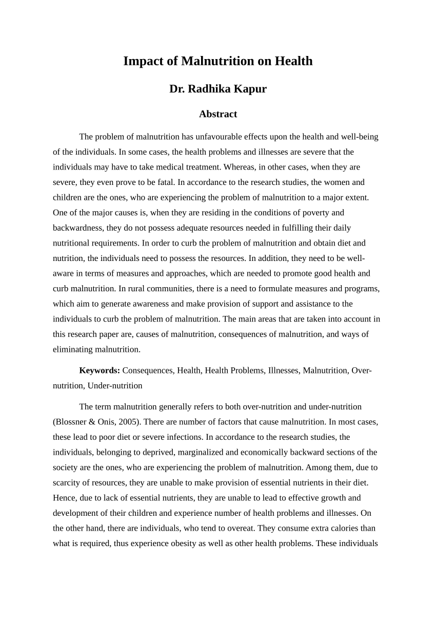 research proposal about malnutrition