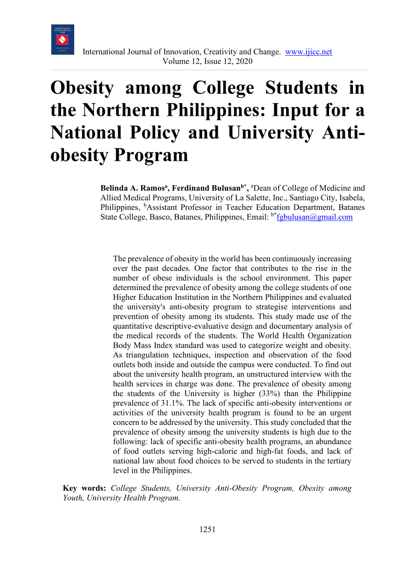 research paper about obesity in philippines