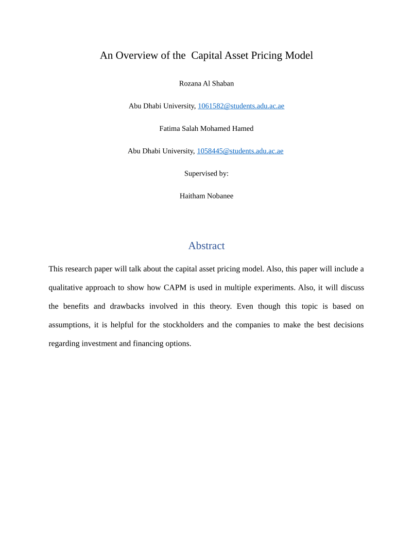 asset pricing model dissertation example