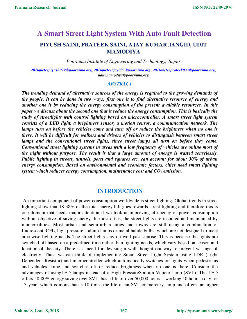 Ieee paper on clearance automatic street light