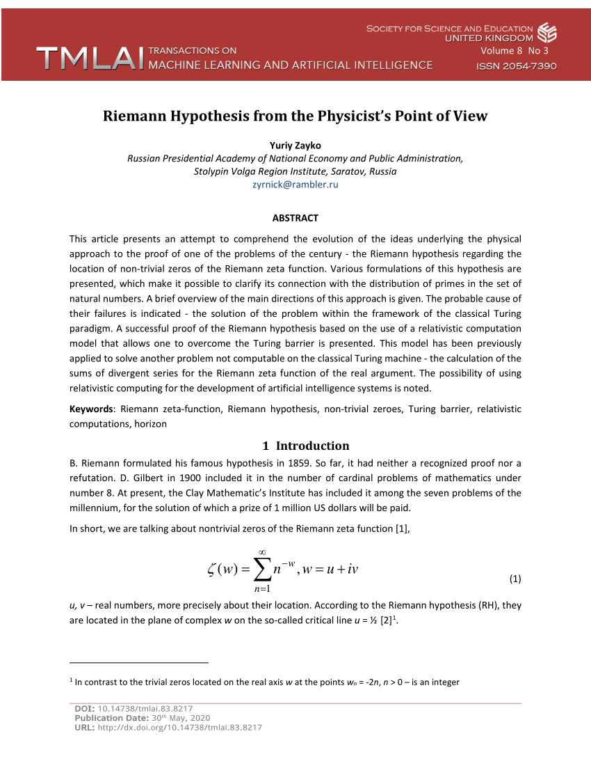 riemann hypothesis thesis